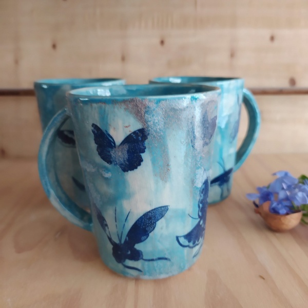 Taza desayuno Mariposas azules - Imagen 2